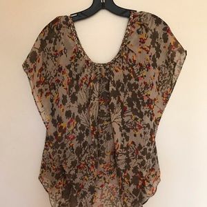 Anthropologie floral sheer blouse